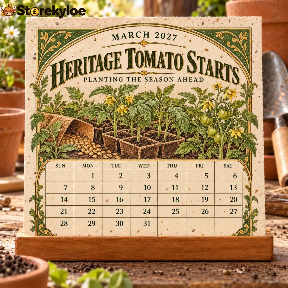 🌱 2027 Heirloom Garden Plantable Seed Calendar | 12 Plantable Months with Vintage Botanical Art & Wooden Stand 🌼 - 1