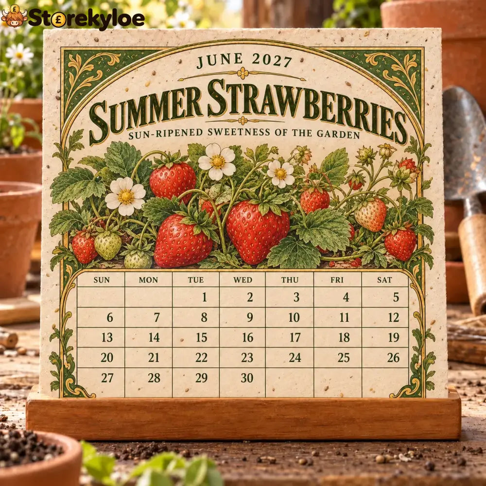 🌱 2027 Heirloom Garden Plantable Seed Calendar | 12 Plantable Months with Vintage Botanical Art & Wooden Stand 🌼 - 1
