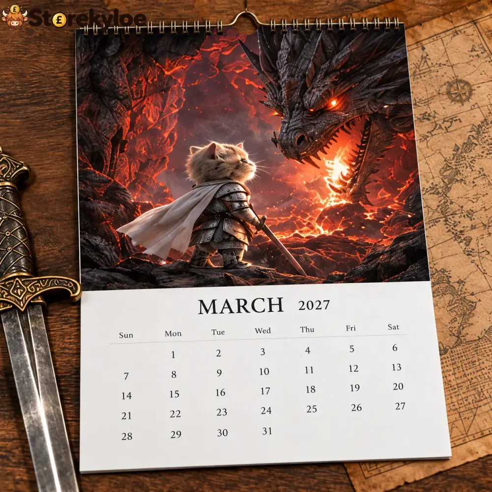 🐱2027 Knight Cat vs. The Dragon Calendar