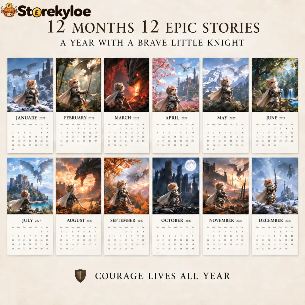 🐱2027 Knight Cat vs. The Dragon Calendar