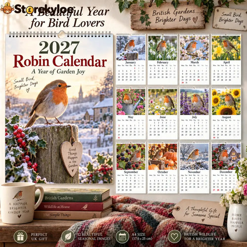 📅 2027 Robin Calendar - A4 Hanging Calendar