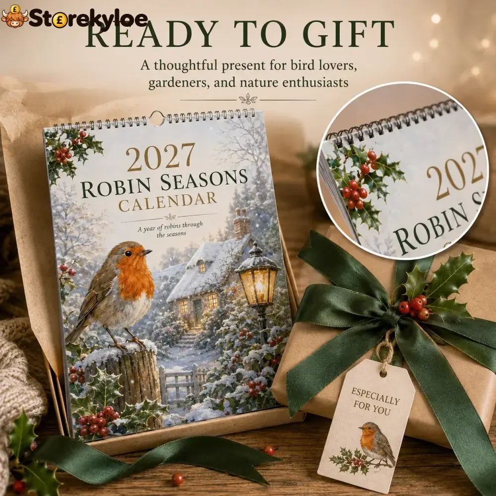 2027 Robin Seasons Calendar – British Countryside Garden Bird Wall Calendar & Gift for Bird Lovers