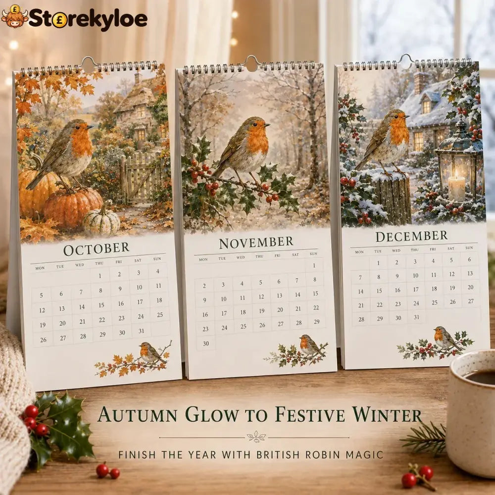 2027 Robin Seasons Calendar – British Countryside Garden Bird Wall Calendar & Gift for Bird Lovers
