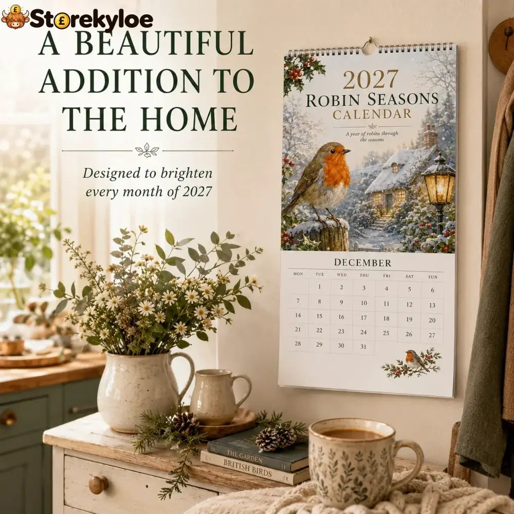 2027 Robin Seasons Calendar – British Countryside Garden Bird Wall Calendar & Gift for Bird Lovers