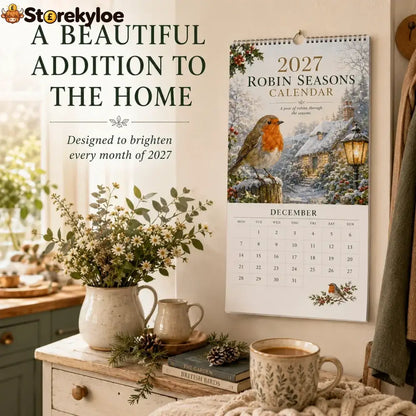 2027 Robin Seasons Calendar – British Countryside Garden Bird Wall Calendar & Gift for Bird Lovers