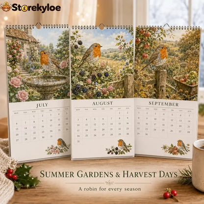 2027 Robin Seasons Calendar – British Countryside Garden Bird Wall Calendar & Gift for Bird Lovers