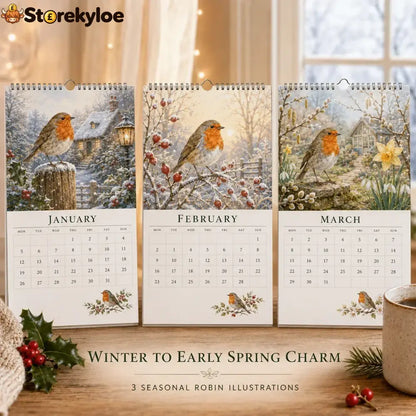 2027 Robin Seasons Calendar – British Countryside Garden Bird Wall Calendar & Gift for Bird Lovers