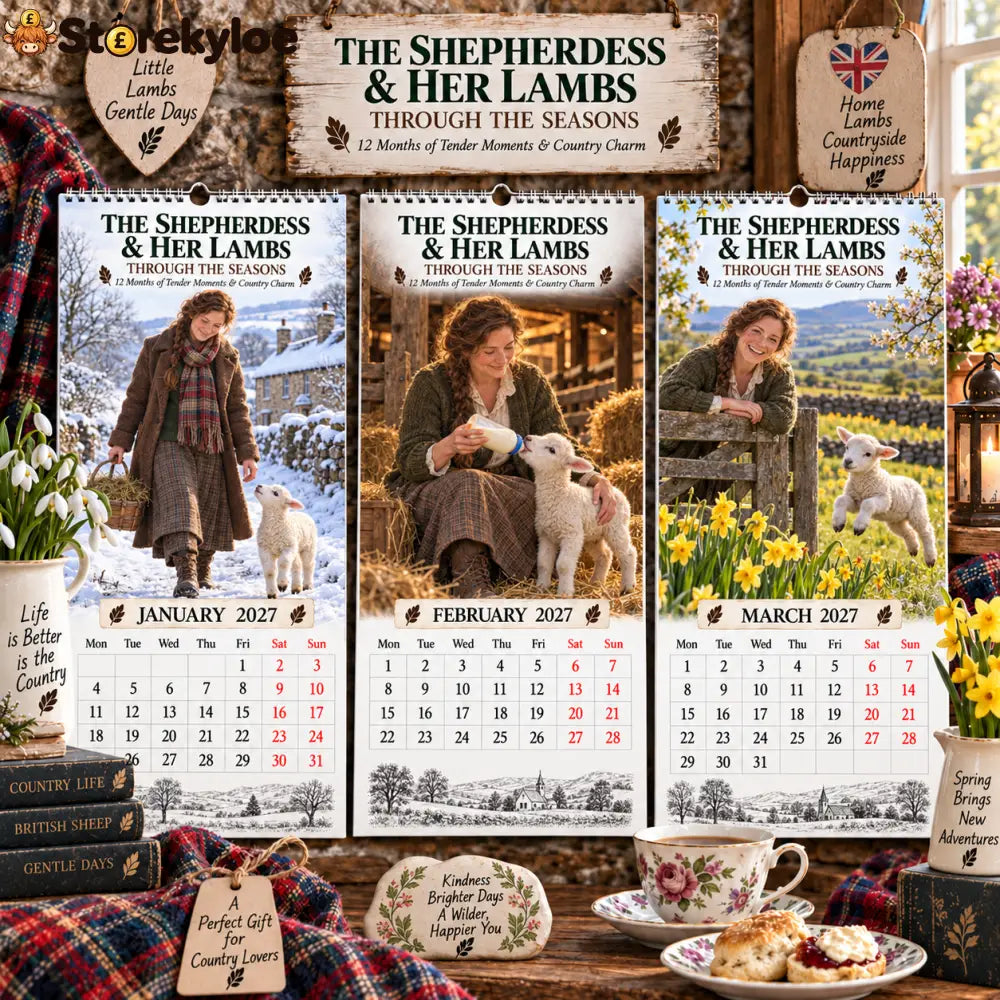 ✨🌿2027 The Shepherdess & Her Lambs Through The Seasons Calendar🐑
