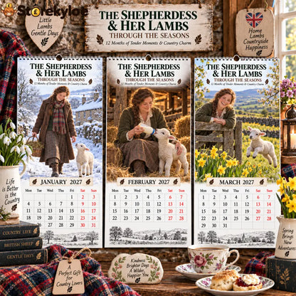 ✨🌿2027 The Shepherdess & Her Lambs Through The Seasons Calendar🐑