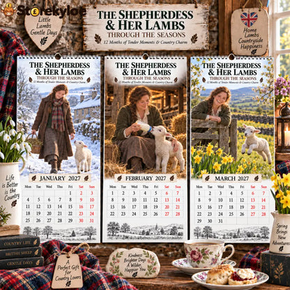 ✨🌿2027 The Shepherdess & Her Lambs Through The Seasons Calendar🐑