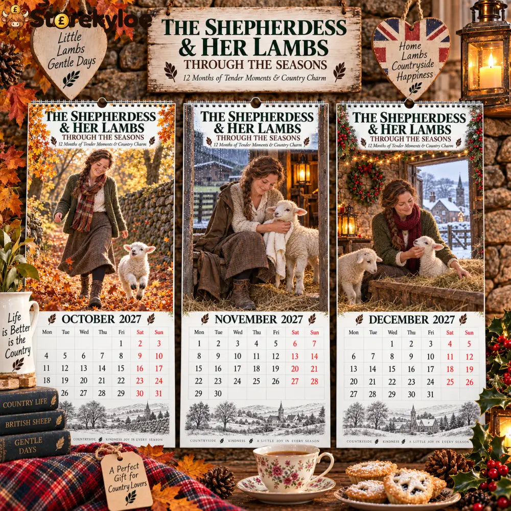 ✨🌿2027 The Shepherdess & Her Lambs Through The Seasons Calendar🐑