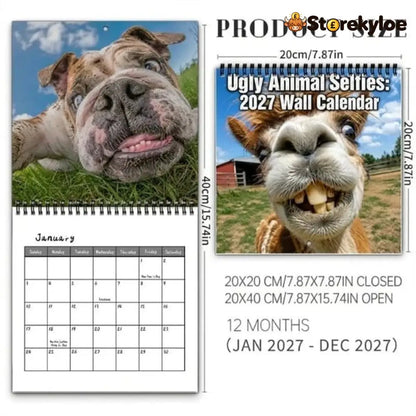 2027 Ugly Animal Selfies Wall Calendar