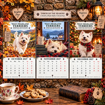 ✨🌿2027 West Highland Terriers Through The Seasons Calendar🐶