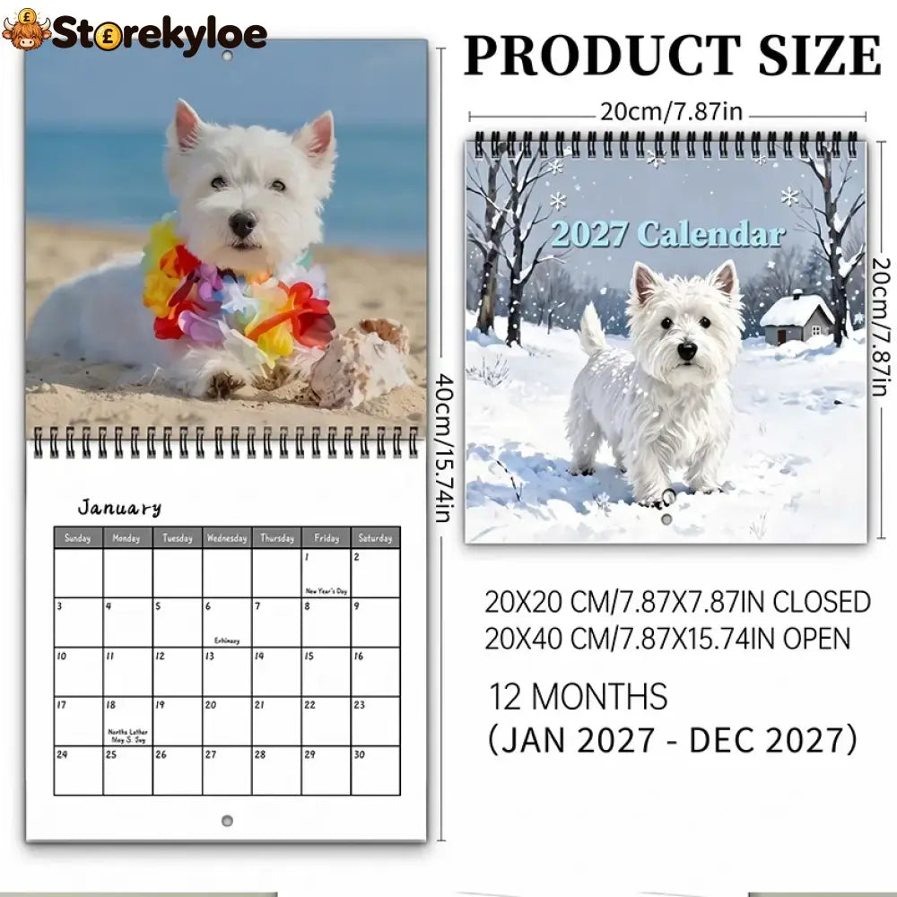 🐶 2027 West Highland White Terrier Calendar – 12 Months of Charming Dog Portraits & Happy Moments