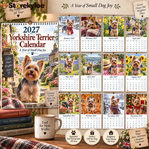 📅 2027 Yorkshire Terrier Calendar - A4 Hanging Calendar