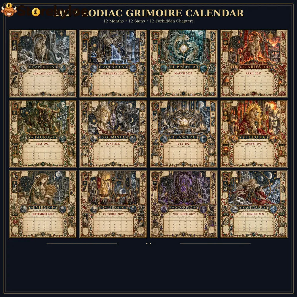 🏅2027 Zodiac Grimoire Calendar™ | 12 Signs 12 Forbidden Chapters