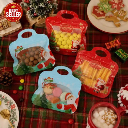 💖LAST DAY SALE 50% OFF!!🎁Easy Fill, Easy Seal🎄 Festive Self-Seal Treat Bags – Santa & Snowman Print | Resealable, Food-Safe & Perfect for Cookies, Chocolates & Little Gifts 🎅⛄