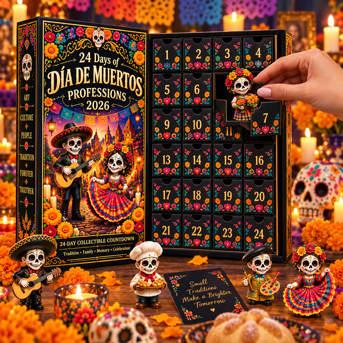 24 Days of Día de Muertos Professions 2026 – 24-Day Collectible Countdown Calendar with 24 Unique Profession Miniatures, Colorful Day of the Dead Gift Collection - image 2