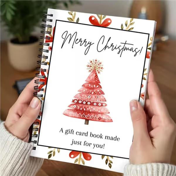 🔥🎁48% OFF!!!-Ready for Christmas!🎅Christmas Gift Card Booklet -👍DIY Spiral-Bound Christmas Gift Card Holder Book-C