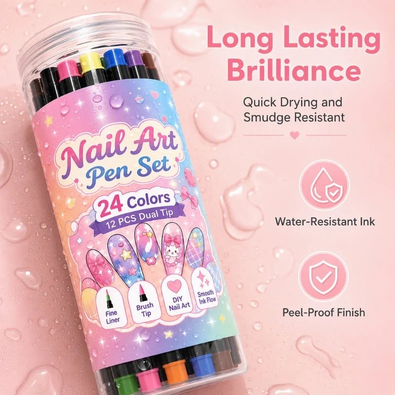 📢📢48% OFF !!⏰24 Colors Dual Ended Nail Art Pens Set🪄🎨