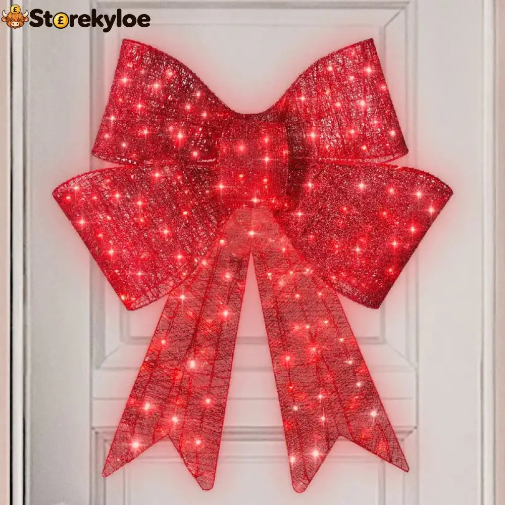 🎄 24″–48″ Giant Lighted Christmas Bow – Red LED Outdoor Decoration with 8 Modes & Timer - 24in