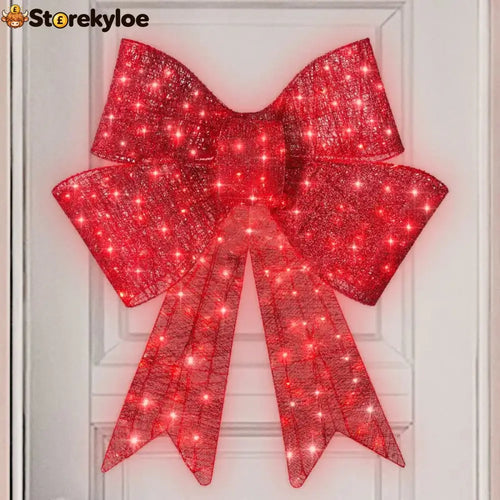 🎄 24″–48″ Giant Lighted Christmas Bow – Red LED Outdoor Decoration with 8 Modes & Timer - 24in