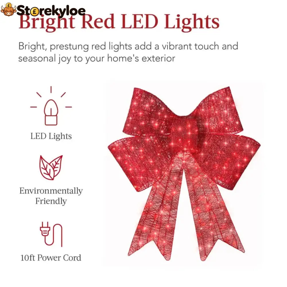 🎄 24″–48″ Giant Lighted Christmas Bow – Red LED Outdoor Decoration with 8 Modes & Timer