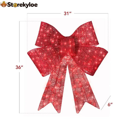 🎄 24″–48″ Giant Lighted Christmas Bow – Red LED Outdoor Decoration with 8 Modes & Timer