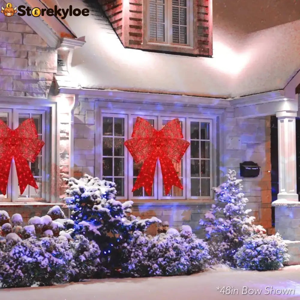 🎄 24″–48″ Giant Lighted Christmas Bow – Red LED Outdoor Decoration with 8 Modes & Timer
