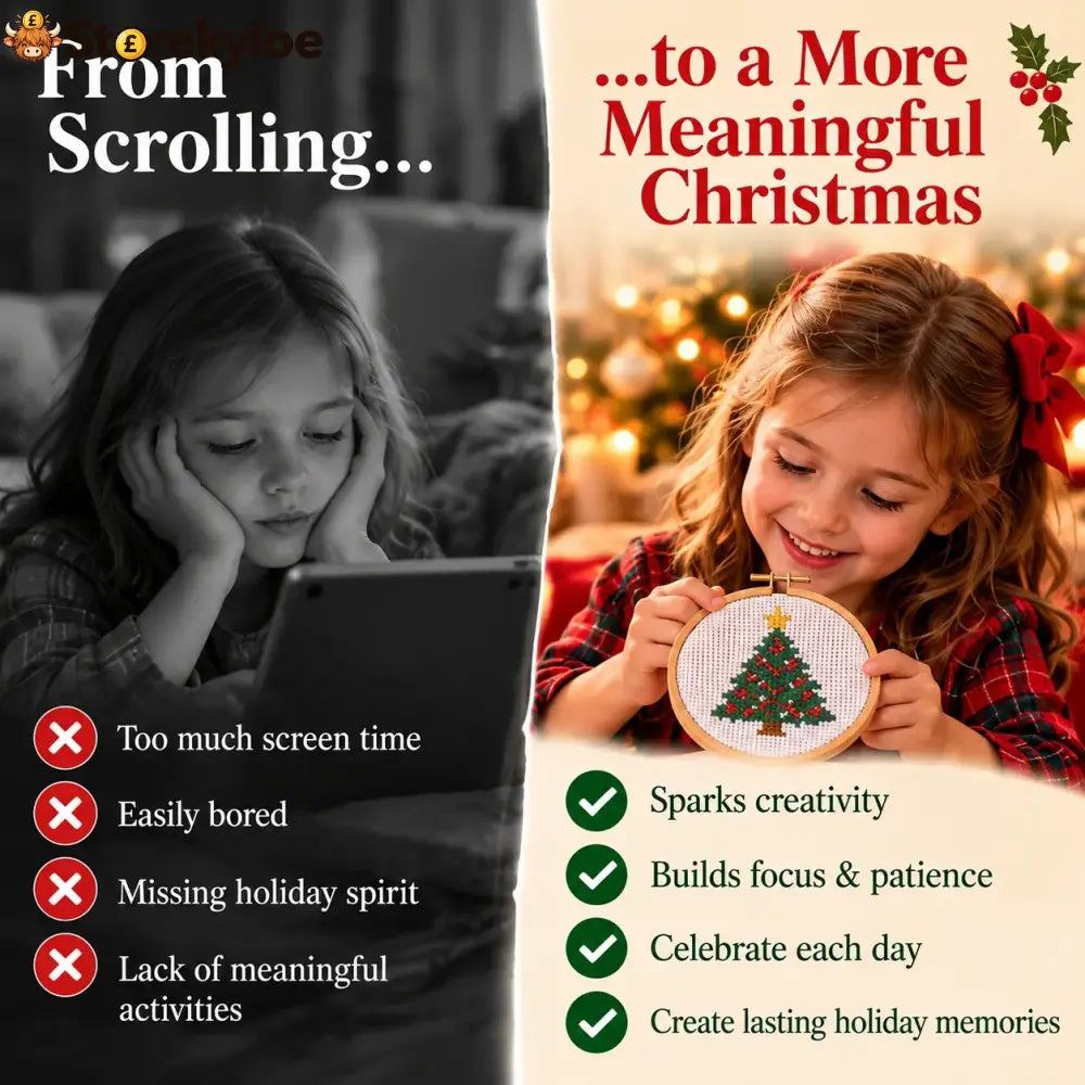 🎄🧵 24-Day Christmas Cross-Stitch Advent Calendar – 24 Surprise Patterns in Numbered Kraft Envelopes | DIY Embroidery