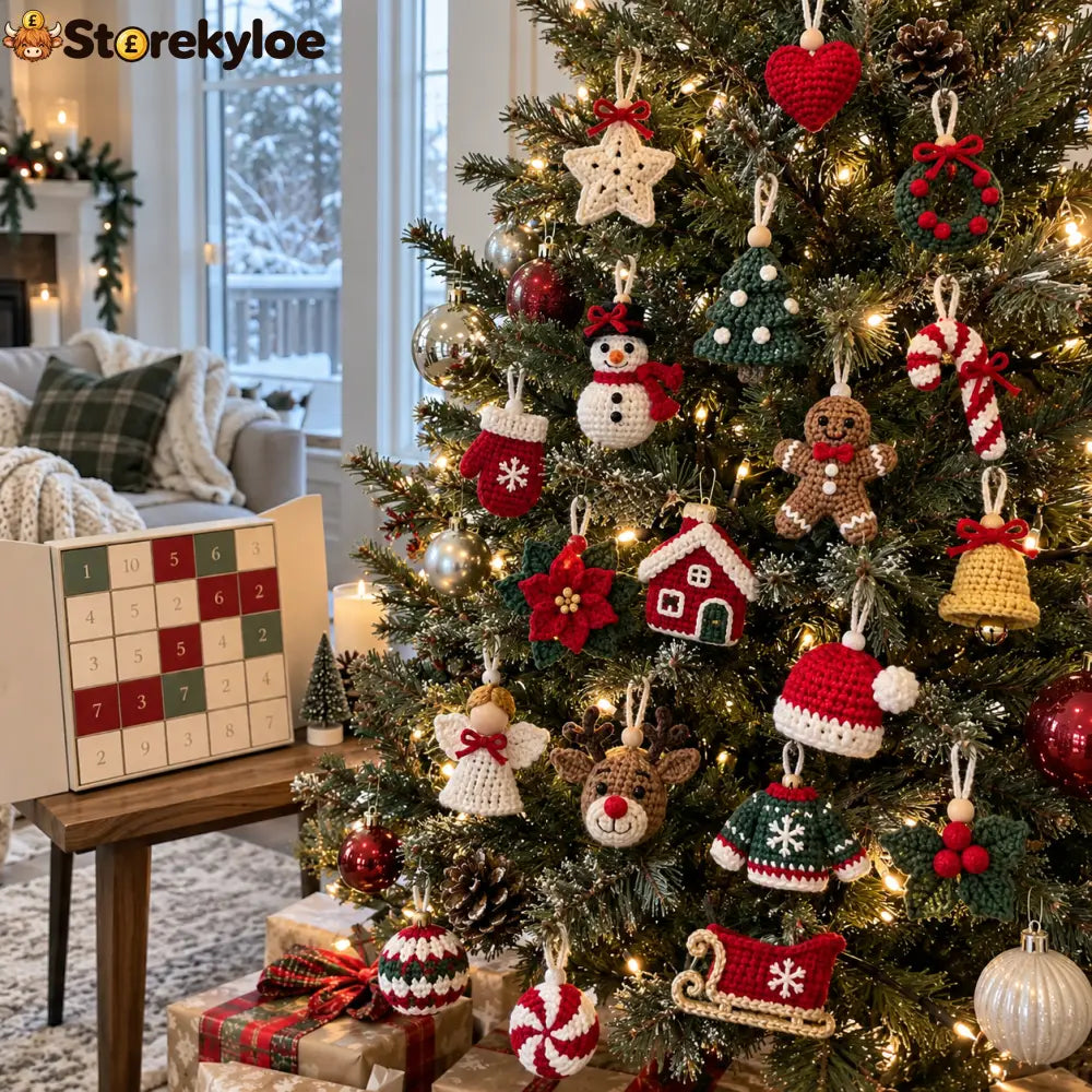 🌳24-Day Crochet Christmas Advent Calendar – 24 Surprise DIY Ornament Kits to Make & Hang 🧶