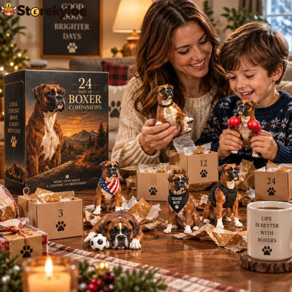 24 Days of Boxer Companions, 24 Unique Boxer Dog Collectible Figures