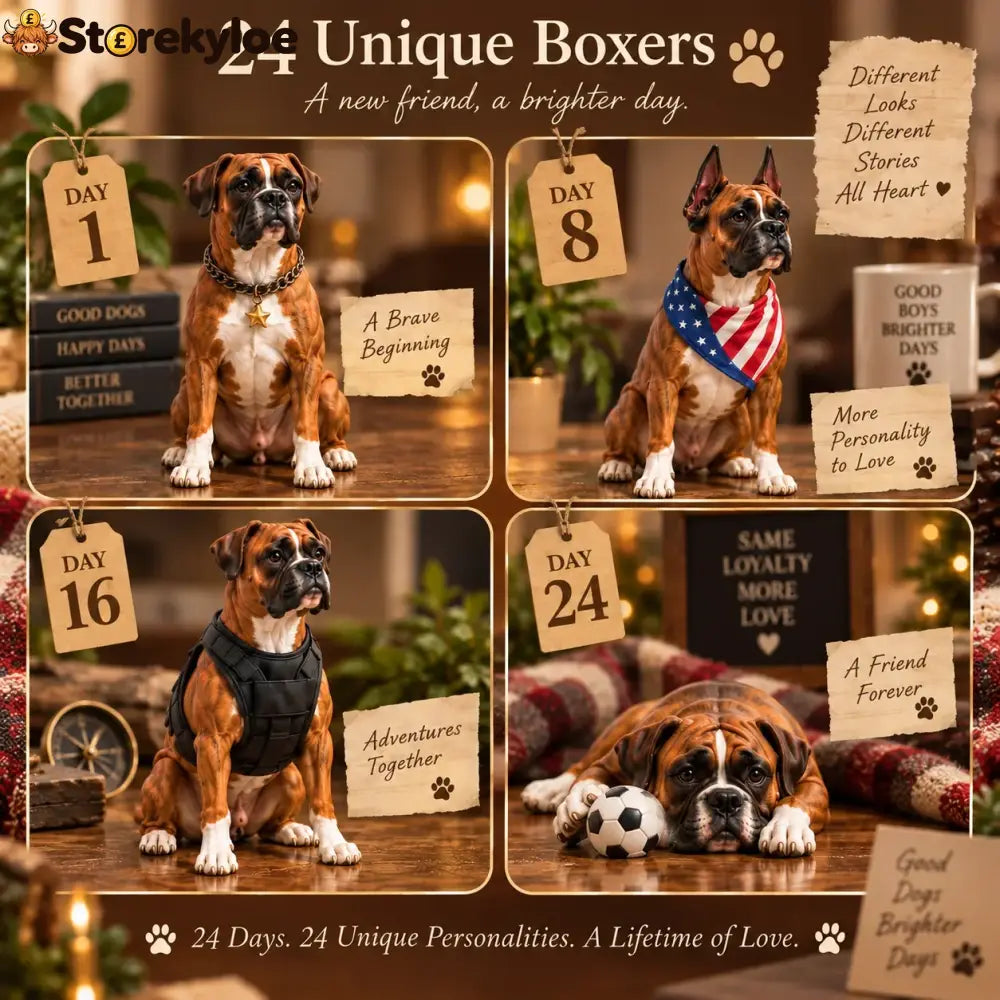 24 Days of Boxer Companions, 24 Unique Boxer Dog Collectible Figures