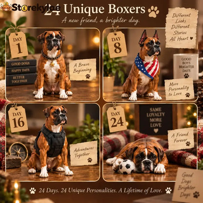 24 Days of Boxer Companions, 24 Unique Boxer Dog Collectible Figures