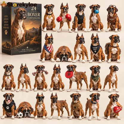 24 Days of Boxer Companions, 24 Unique Boxer Dog Collectible Figures