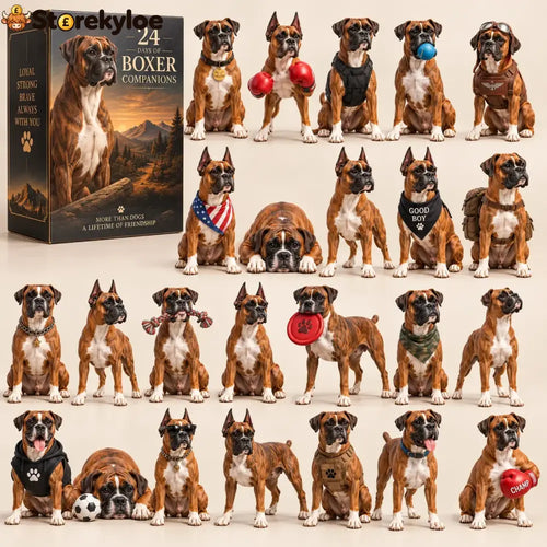 24 Days of Boxer Companions, 24 Unique Boxer Dog Collectible Figures