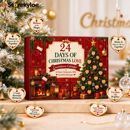 24 Days Of Christmas Love Advent Calendar Heart Ornament Set With Inspirational Messages Christmas Countdown Gift For