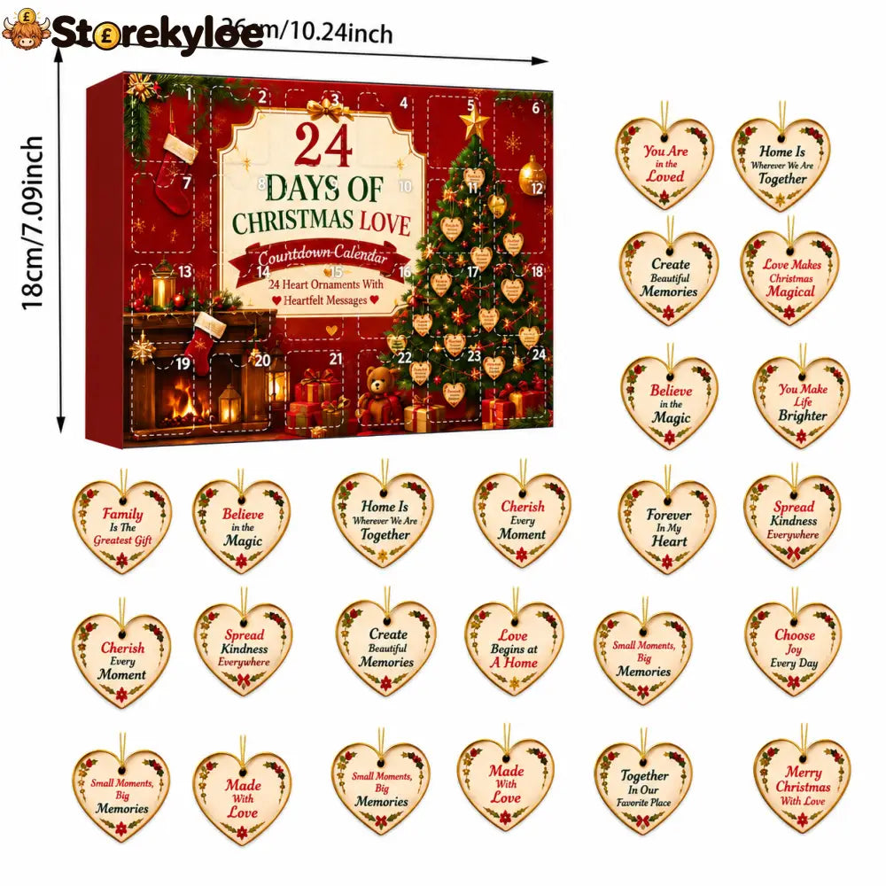 24 Days Of Christmas Love Advent Calendar Heart Ornament Set With Inspirational Messages Christmas Countdown Gift For