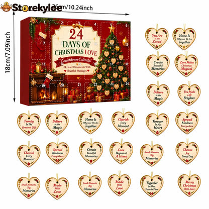 24 Days Of Christmas Love Advent Calendar Heart Ornament Set With Inspirational Messages Christmas Countdown Gift For