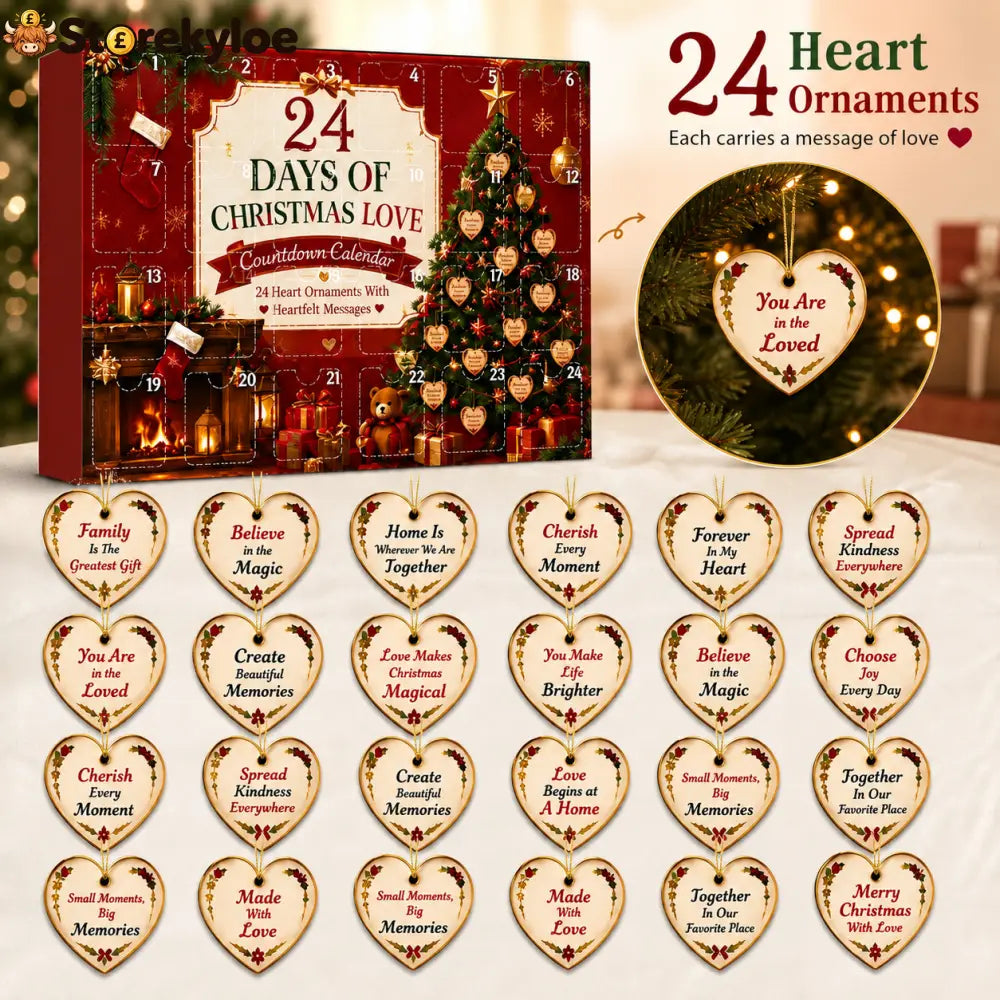 24 Days Of Christmas Love Advent Calendar Heart Ornament Set With Inspirational Messages Christmas Countdown Gift For