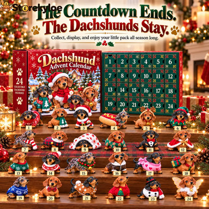 🎄 24 Days of Dachshund Joy™ – Christmas Advent Calendar with 24 Collectible Dachshund Figurines