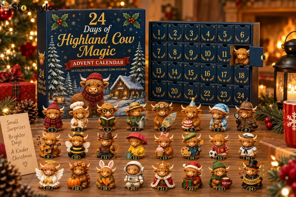 🐮 24 Days of Highland Cow Magic Advent Calendar – 24 Collectible Christmas Highland Cow Surprises
