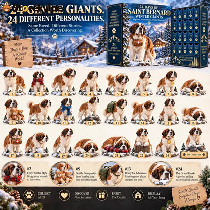 24 Days of Saint Bernard Winter Giants – Christmas Advent Calendar | 24 Unique Dog Collectible Figurines