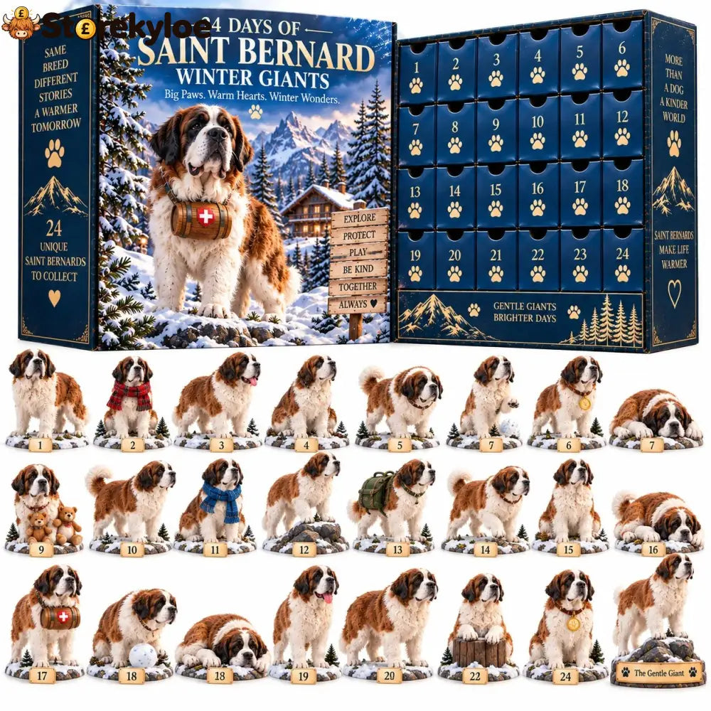 24 Days of Saint Bernard Winter Giants – Christmas Advent Calendar | 24 Unique Dog Collectible Figurines