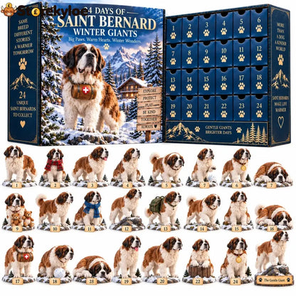 24 Days of Saint Bernard Winter Giants – Christmas Advent Calendar | 24 Unique Dog Collectible Figurines