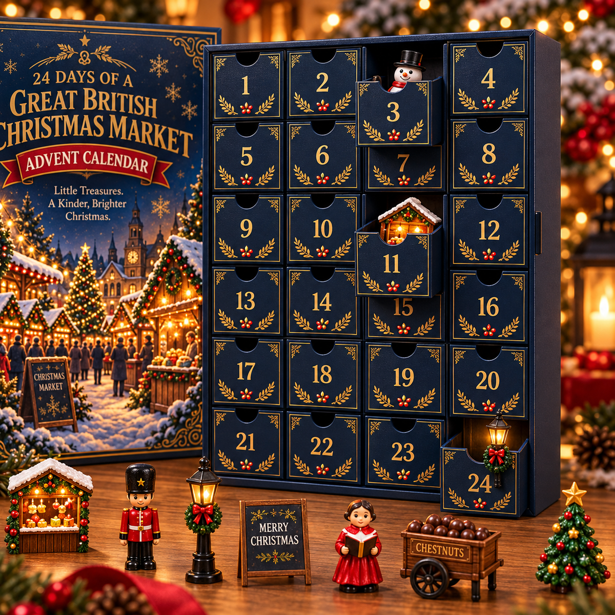 24 Days of a Great British Christmas Market Advent Calendar – 24 Festive Miniature Surprises