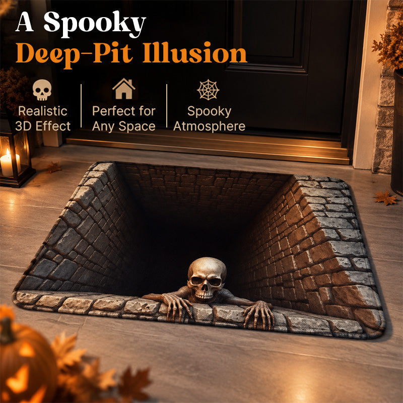 Halloween 3D Skeleton Pit Illusion Rug