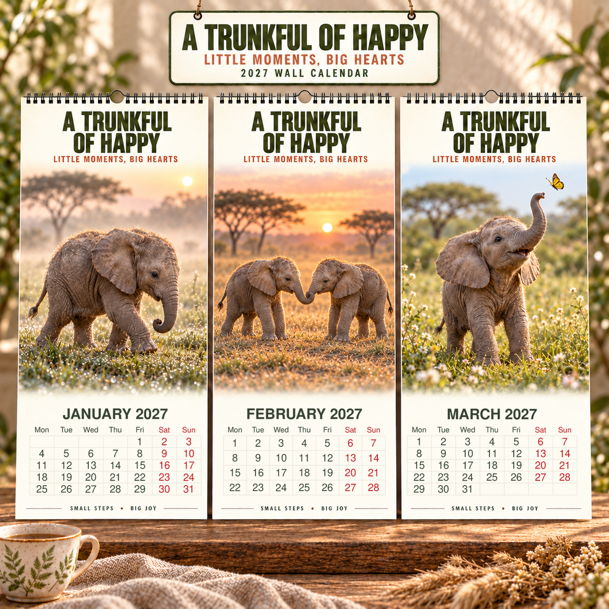 ✨A Trunkful Of Happy 2027 Wall Calendar 🐘
