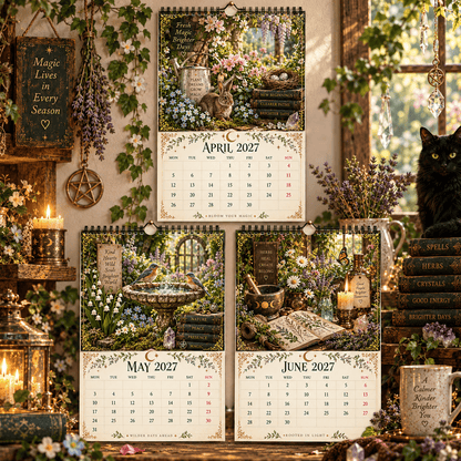 Witch’s Arcanum 2027 Wall Calendar – 12-Month Witchy Art Calendar with Black Cats, Herbs, Crystals & Seasonal Magic