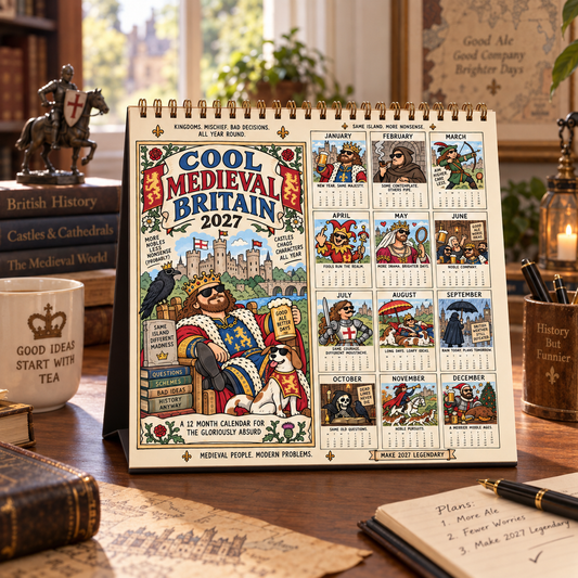 Cool Medieval Britain 2027 Wall Calendar – 12 Months of Kingdoms, Mischief & Bad Decisions